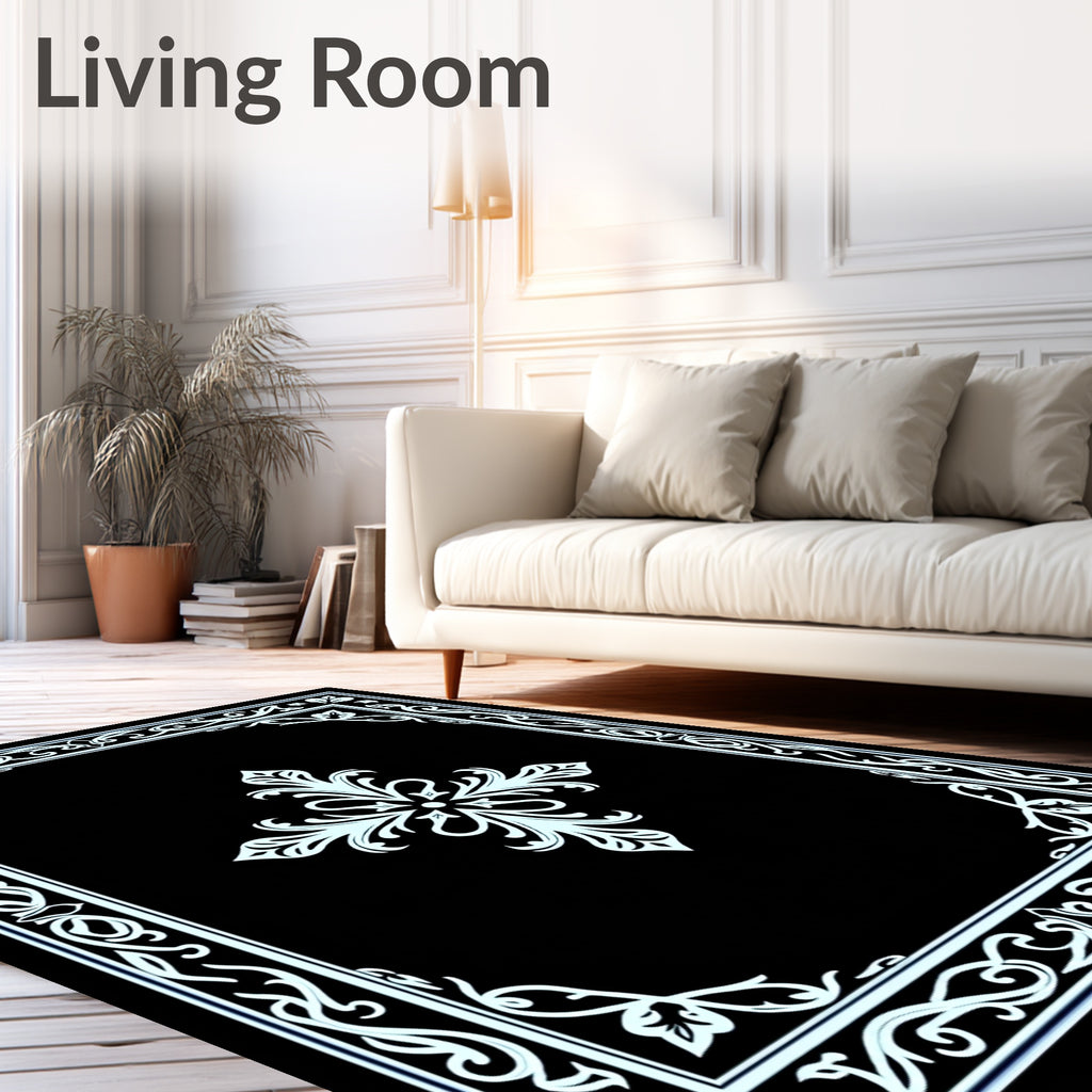 Ornate Filigree Floral Scrollwork Pattern Rug