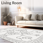 Sophisticated Grey Swirl Border Pattern Rug