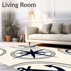 Nautical Anchors and Compass Rose Design Rug