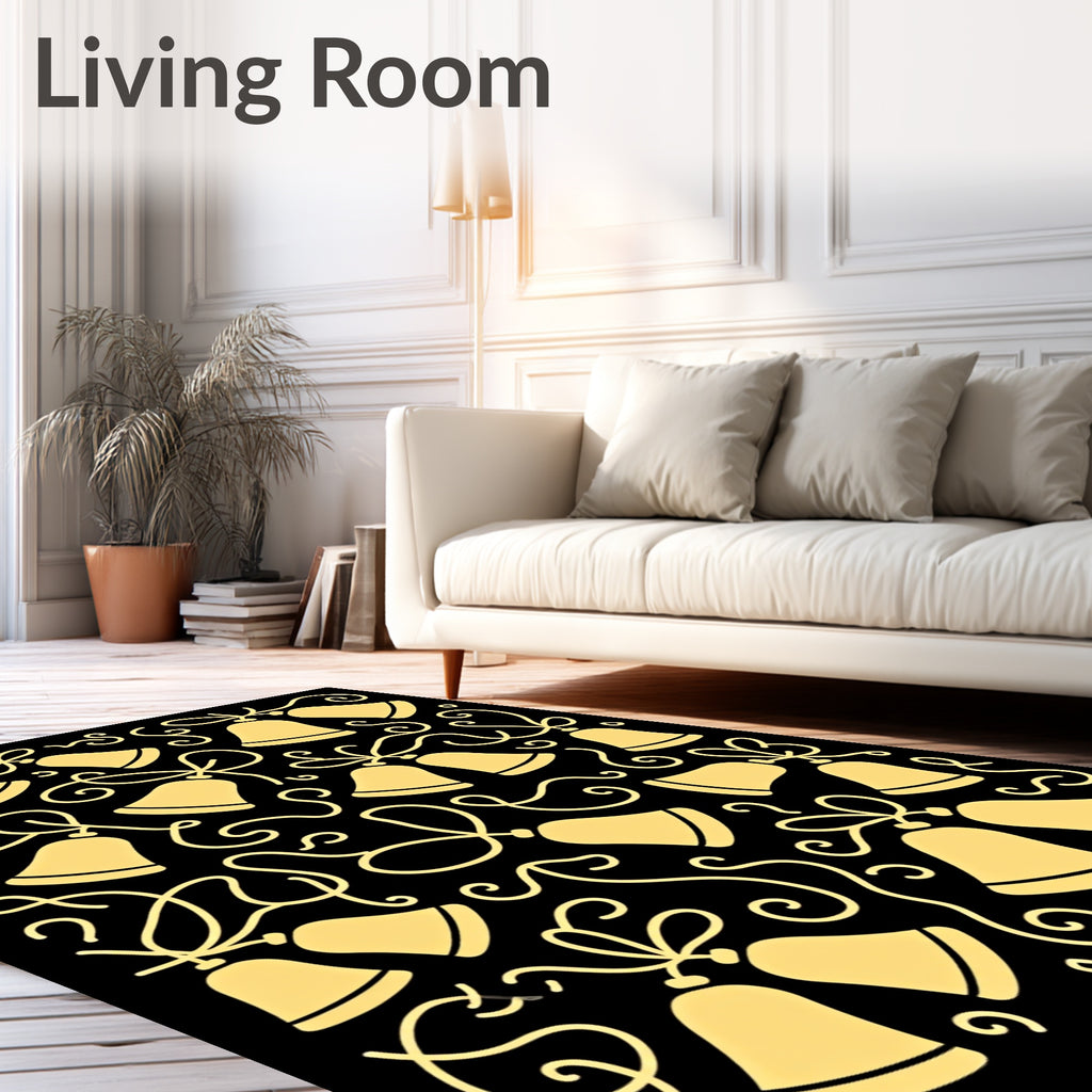 Golden Bells with Swirling Ribbons Rug