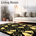 Golden Bells with Swirling Ribbons Rug
