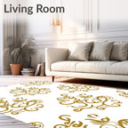 Golden Swirls Floral Pattern Rug