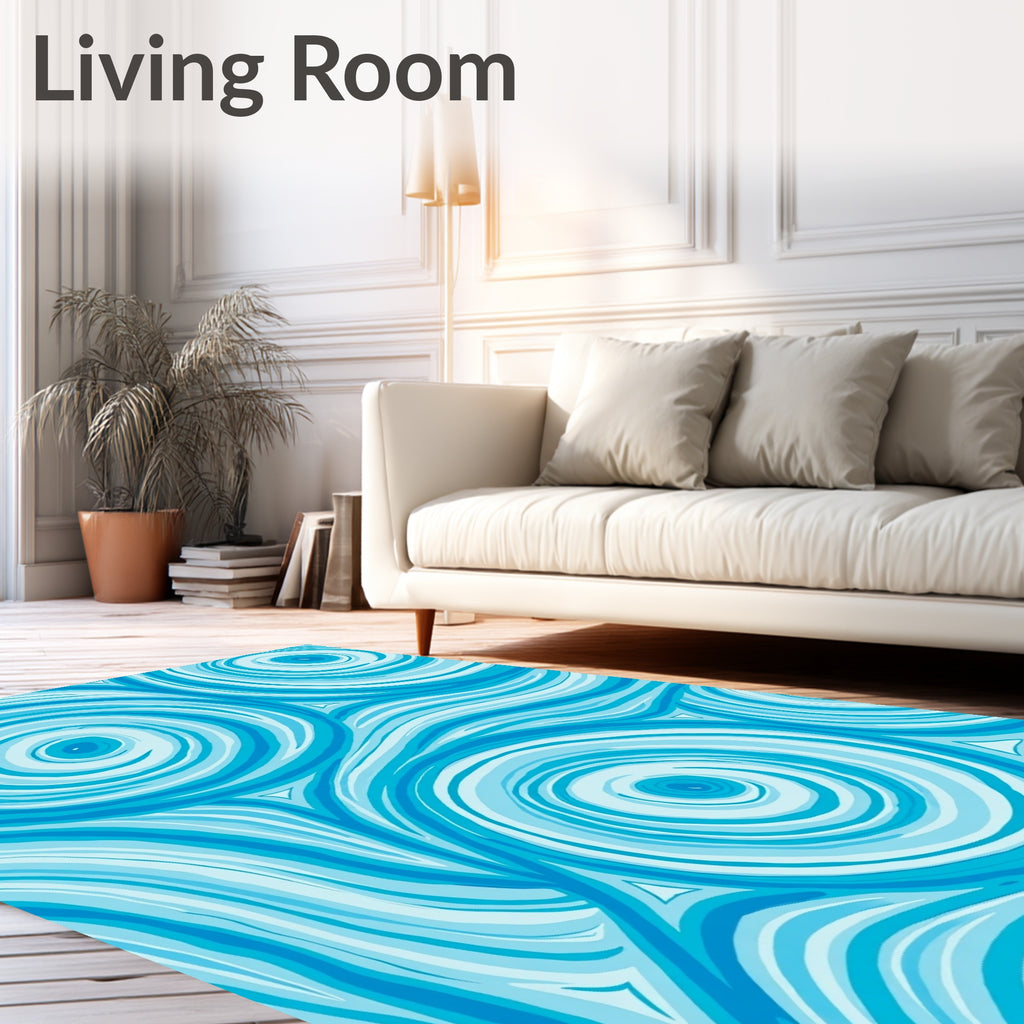 Swirling Blue Abstract Pattern Rug