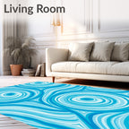 Swirling Blue Abstract Pattern Rug