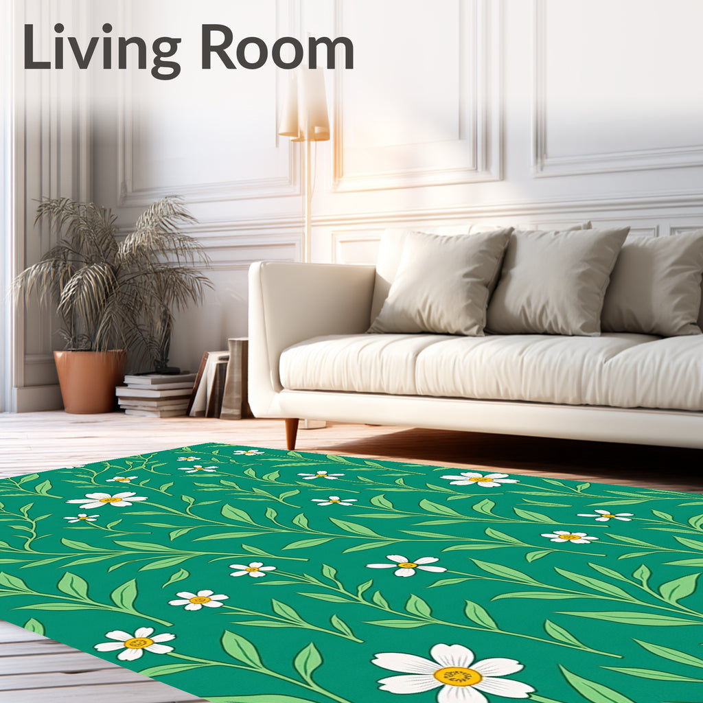 Green Floral Vine Pattern Rug