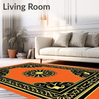Ornate Floral Border Centerpiece Rug