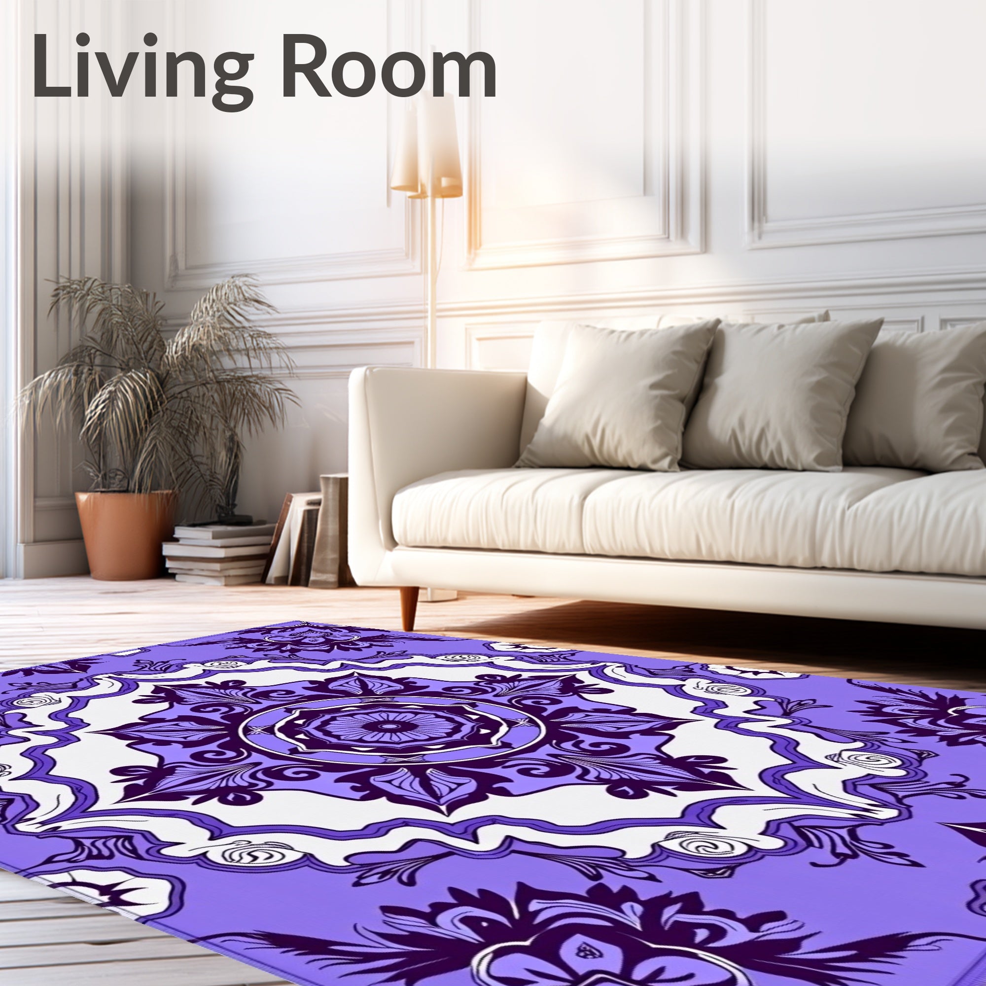 Lavender Floral Mandala Pattern Rug