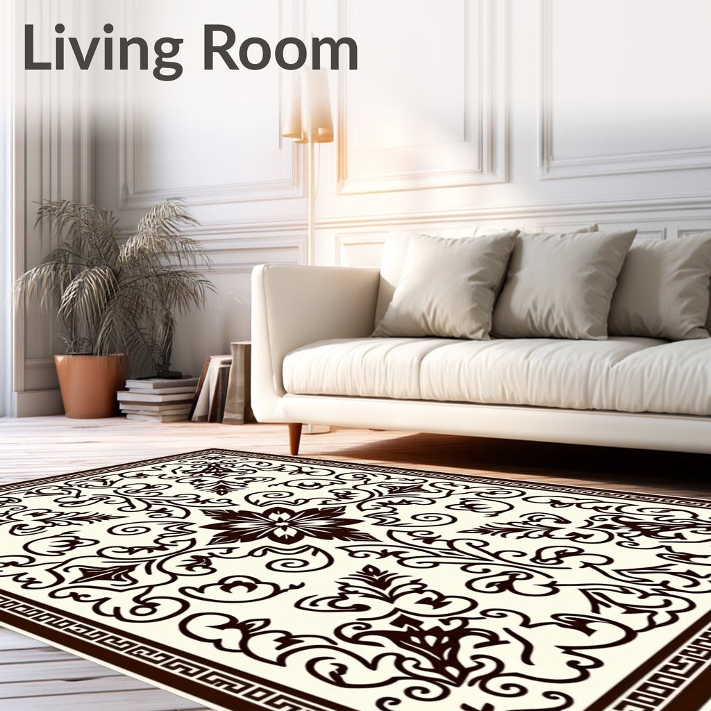 Ornate Floral Swirls Dark Design Rug