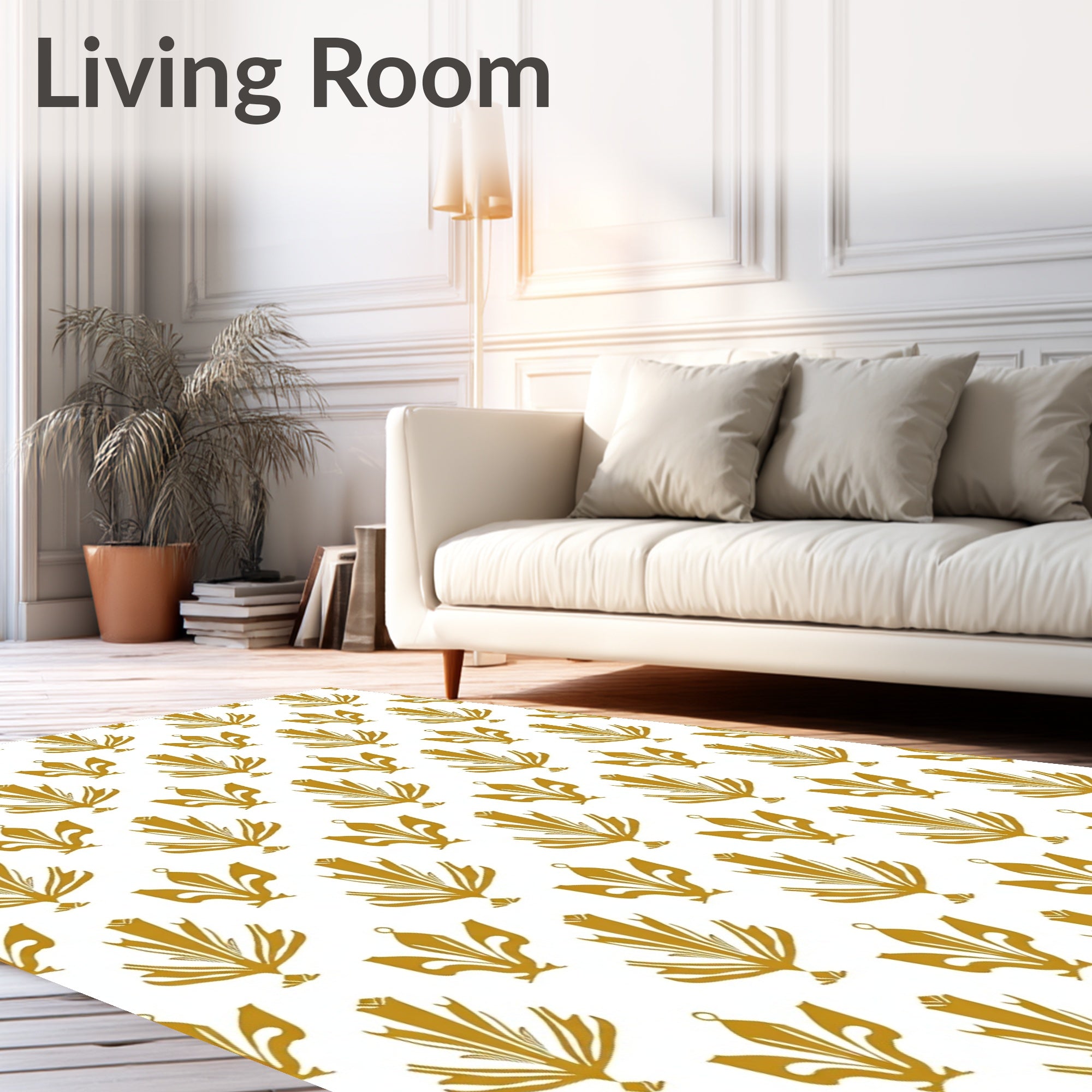 Gold Art Deco Fan Pattern Rug