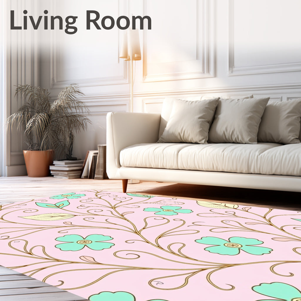 Pastel Floral Vine Pattern Rug