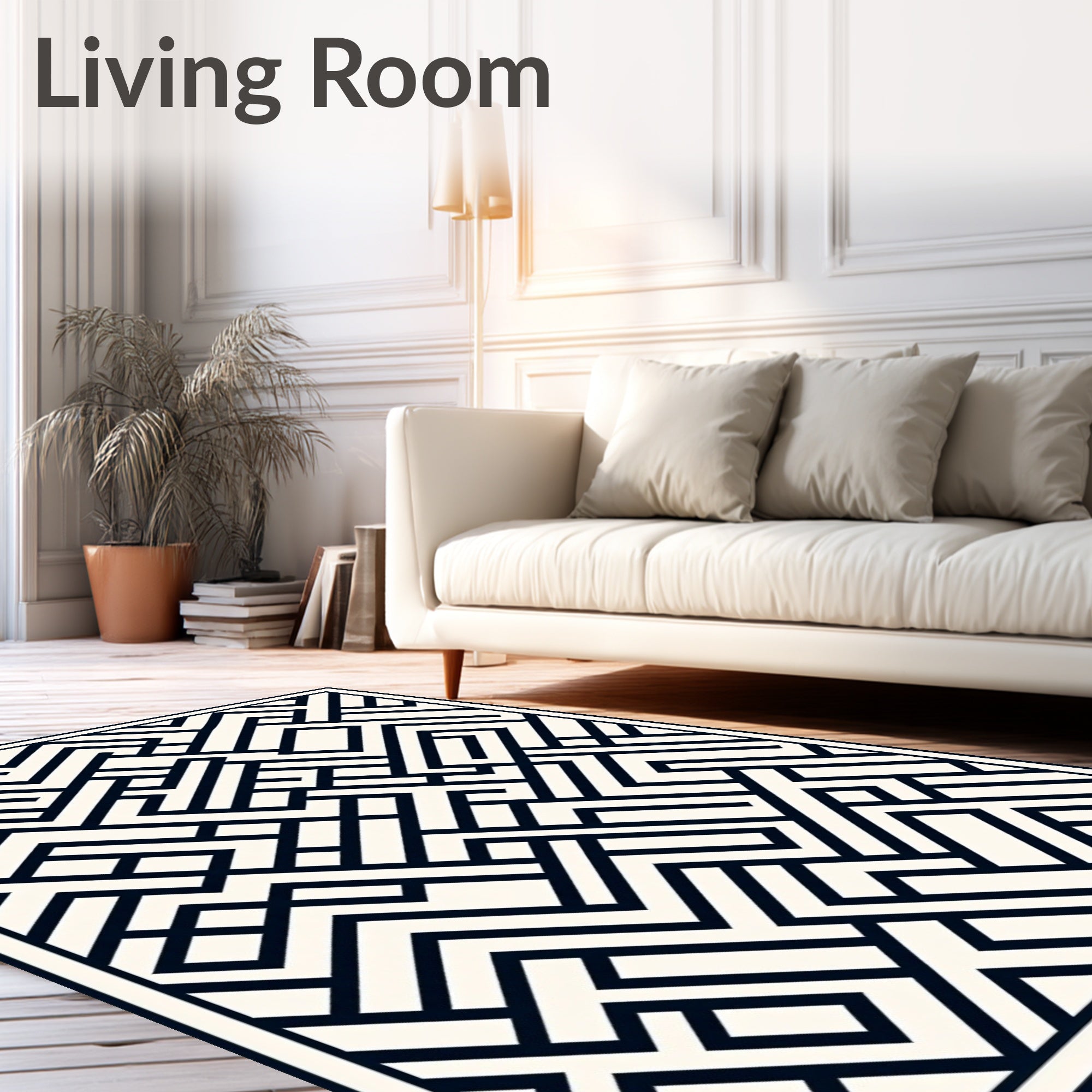 Abstract Geometric Maze Pattern Rug