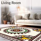 Central Mandala Corner Floral Design Rug