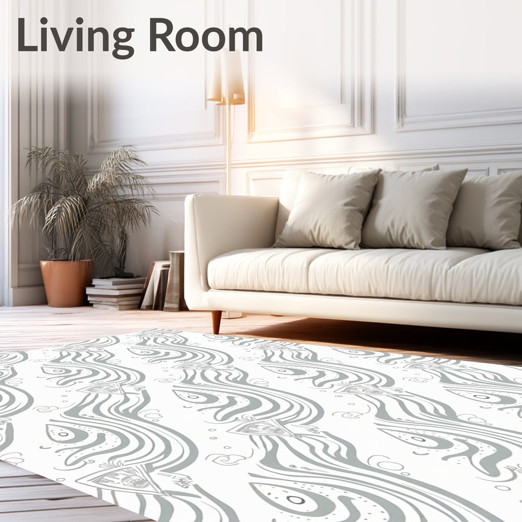 Whimsical Abstract Face Swirls Design Rug