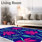 Bold Floral Leaf Pattern Design Rug