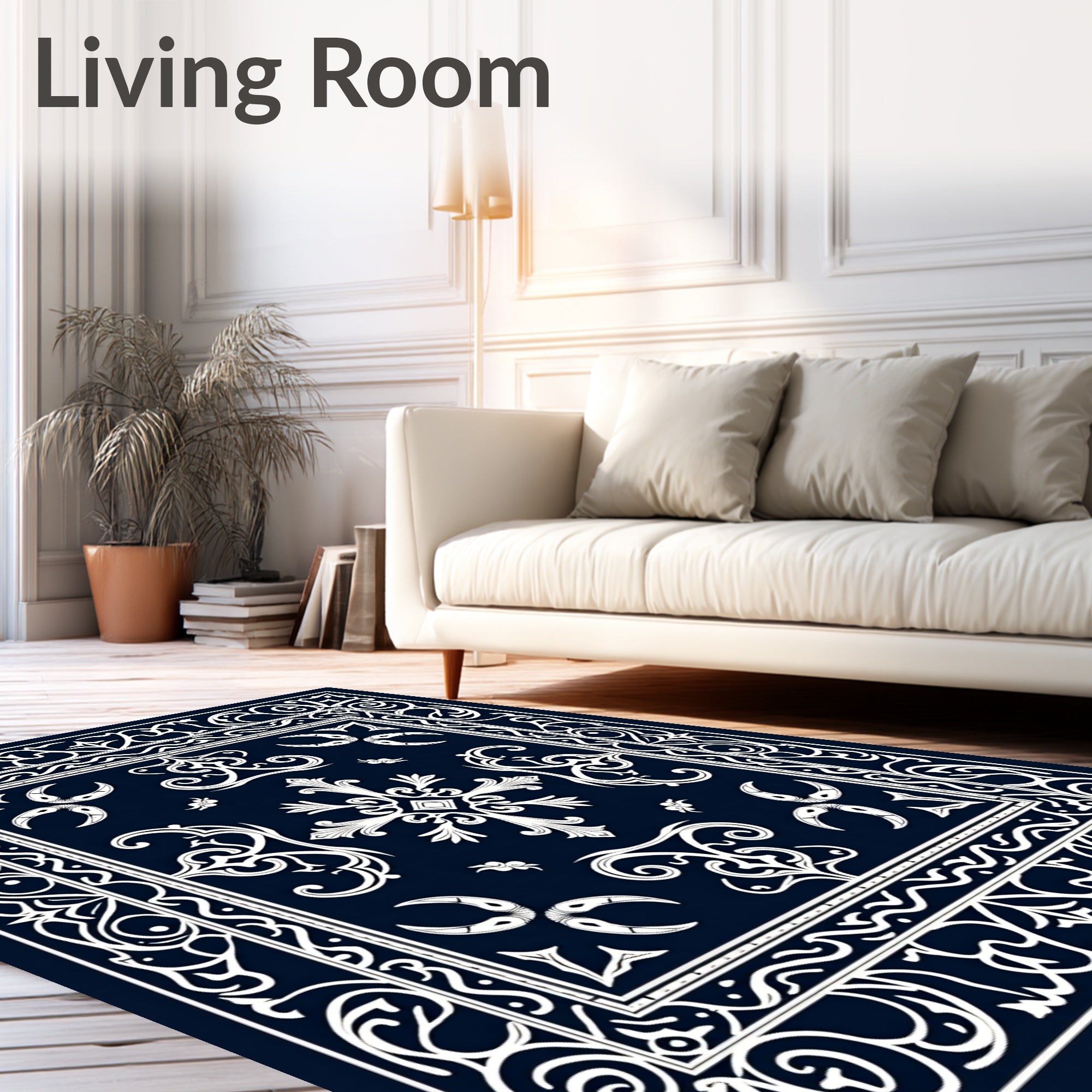 Ornate Floral Scrollwork Pattern Rug