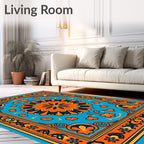 Vibrant Floral Medallion Border Rug