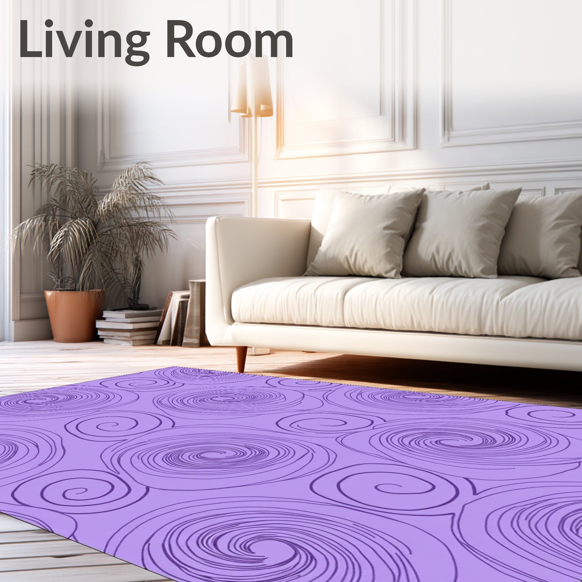 Purple Swirl Pattern Design Rug