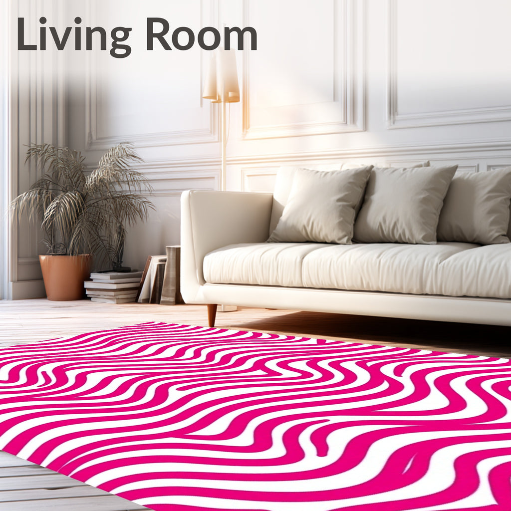 Bold Pink Wavy Stripe Design Rug