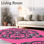Bold Pink Floral Inspired Medallion Rug