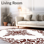 Brown Floral Medallion And Border Design Rug