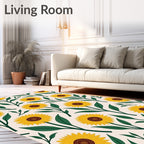 Sunny Sunflower Botanical Pattern Rug