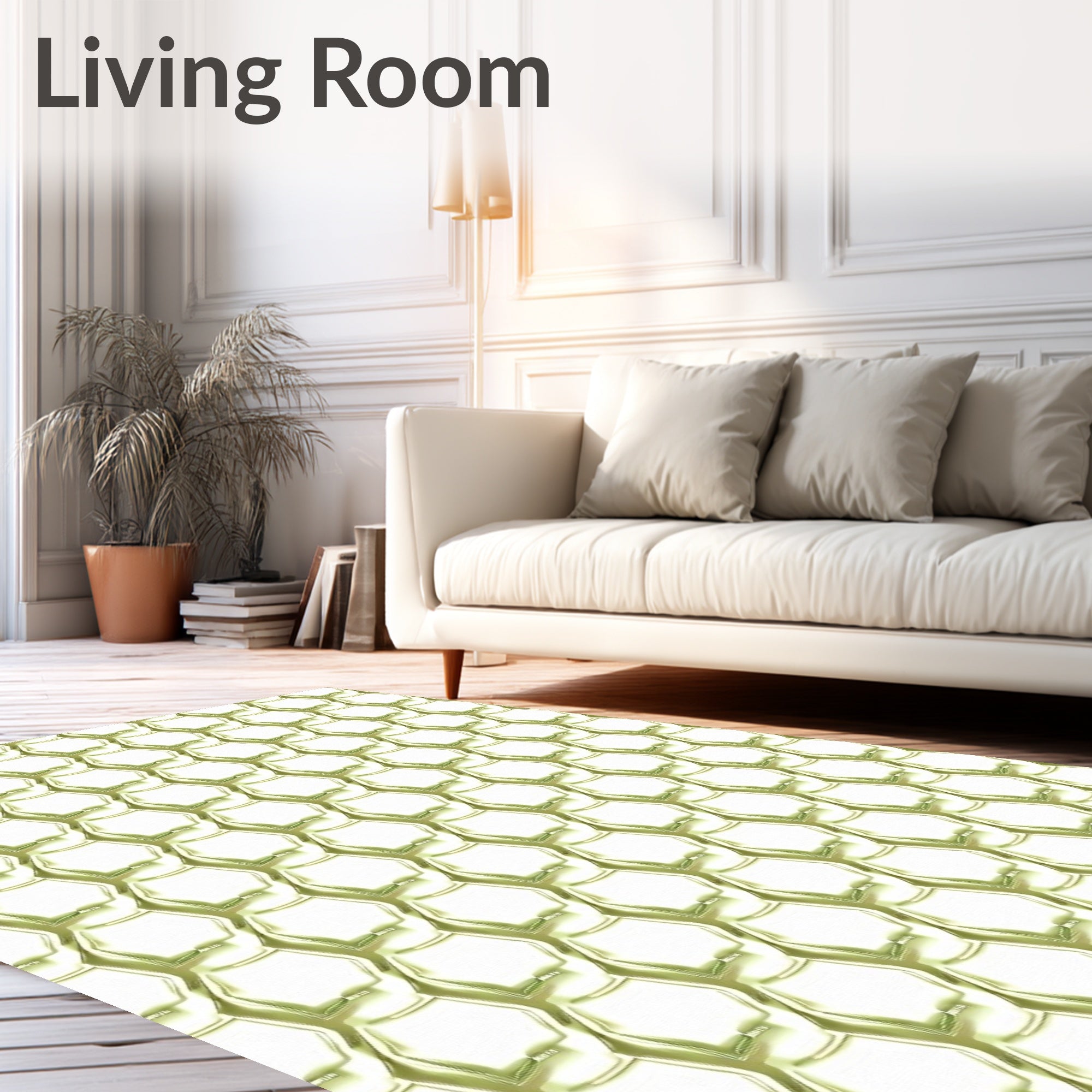 Metallic Honeycomb Geometric Pattern Rug