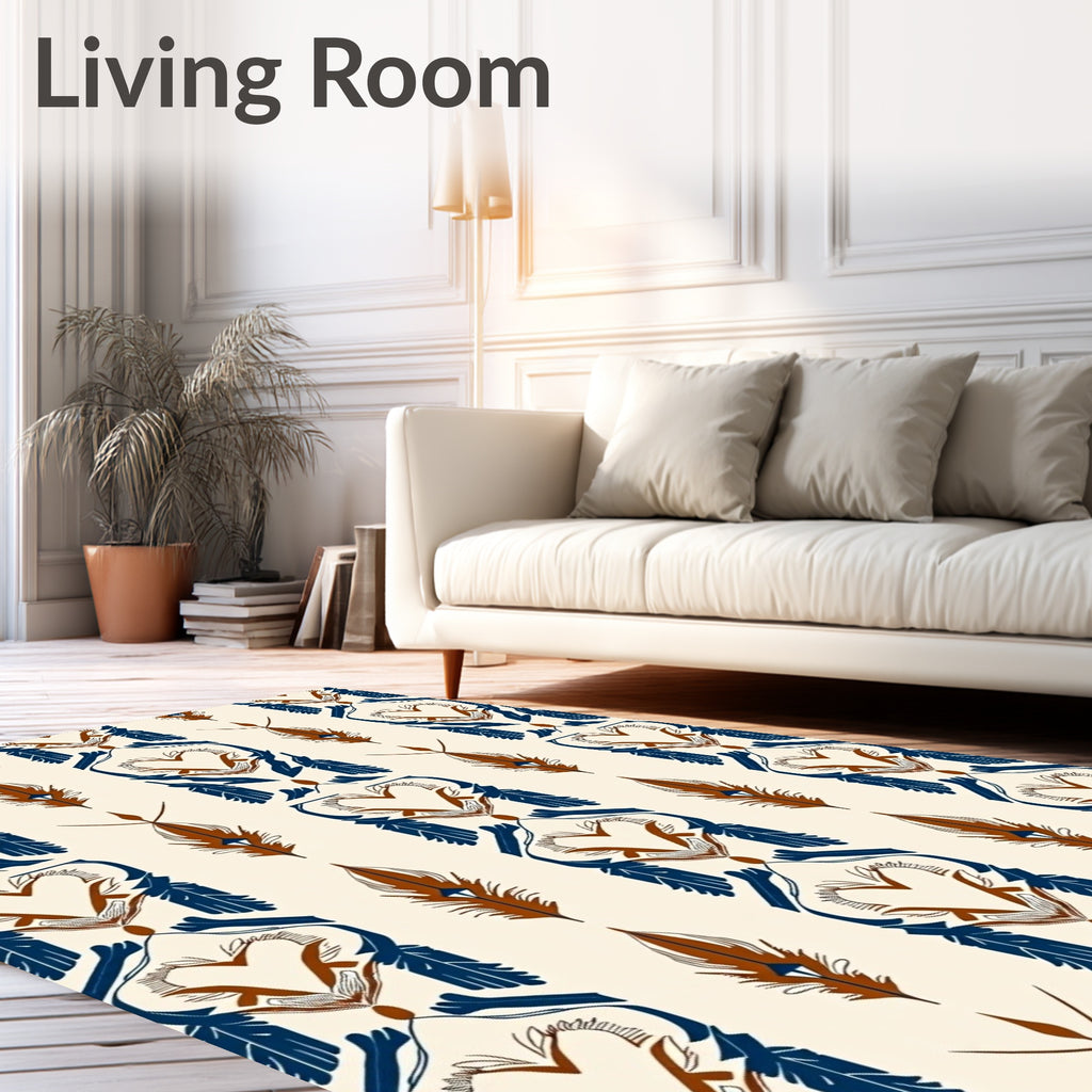Majestic Feather Heart Pattern Design Rug