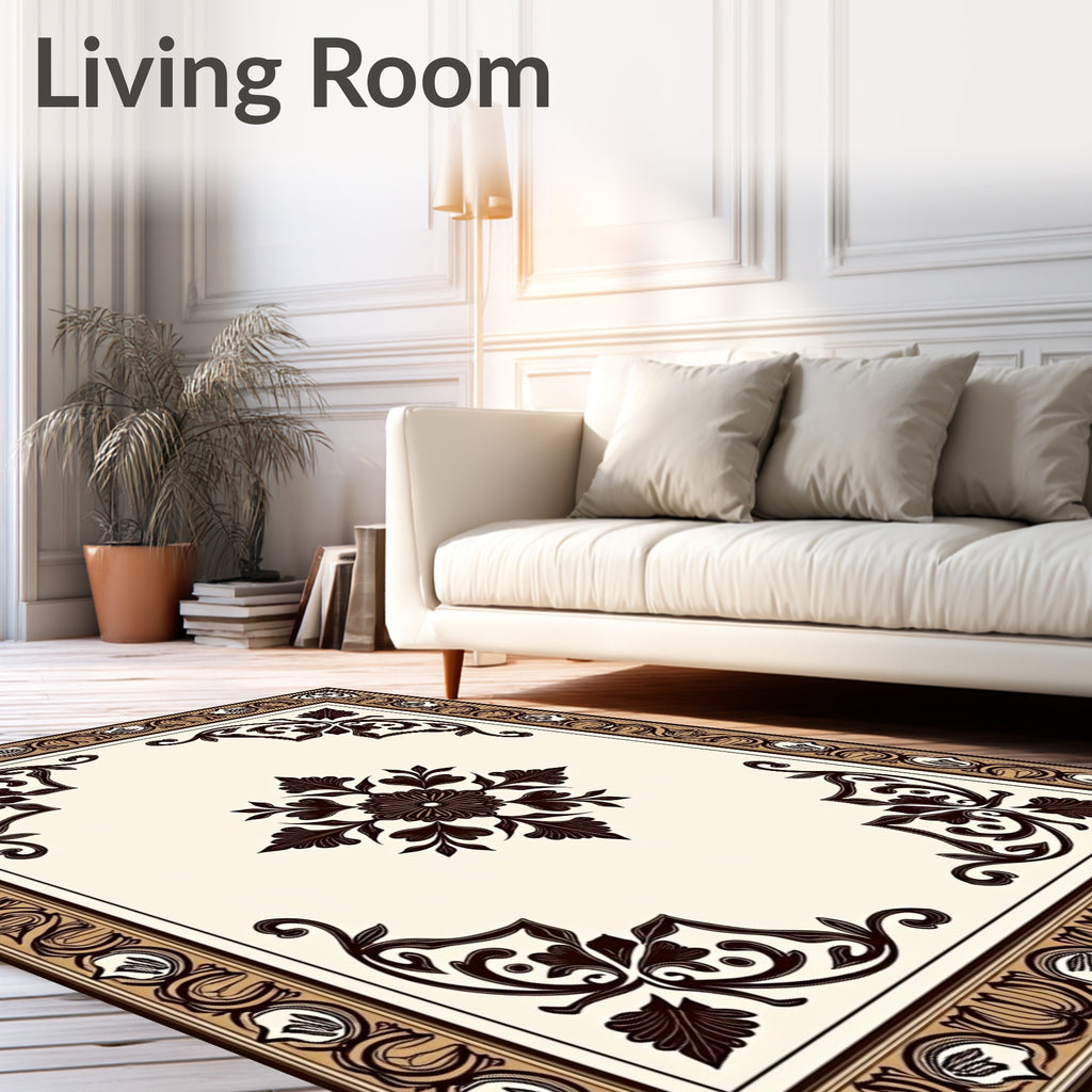 Classic Floral Scrollwork Border Rug