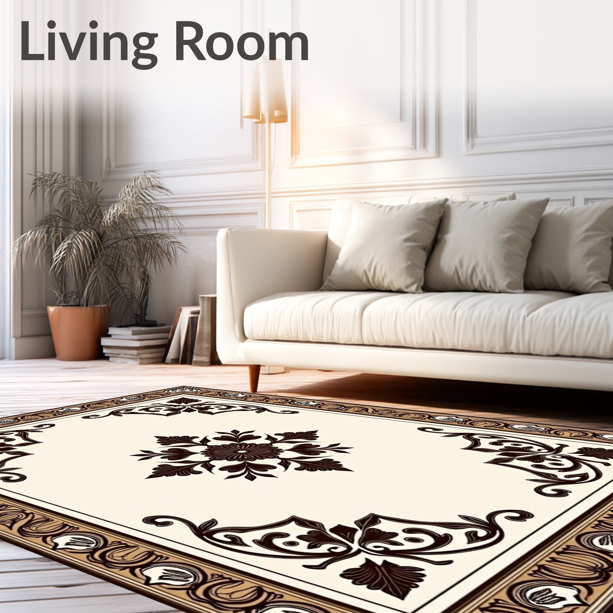 Classic Floral Scrollwork Border Rug