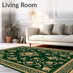 Green And Gold Floral Medallion Rug