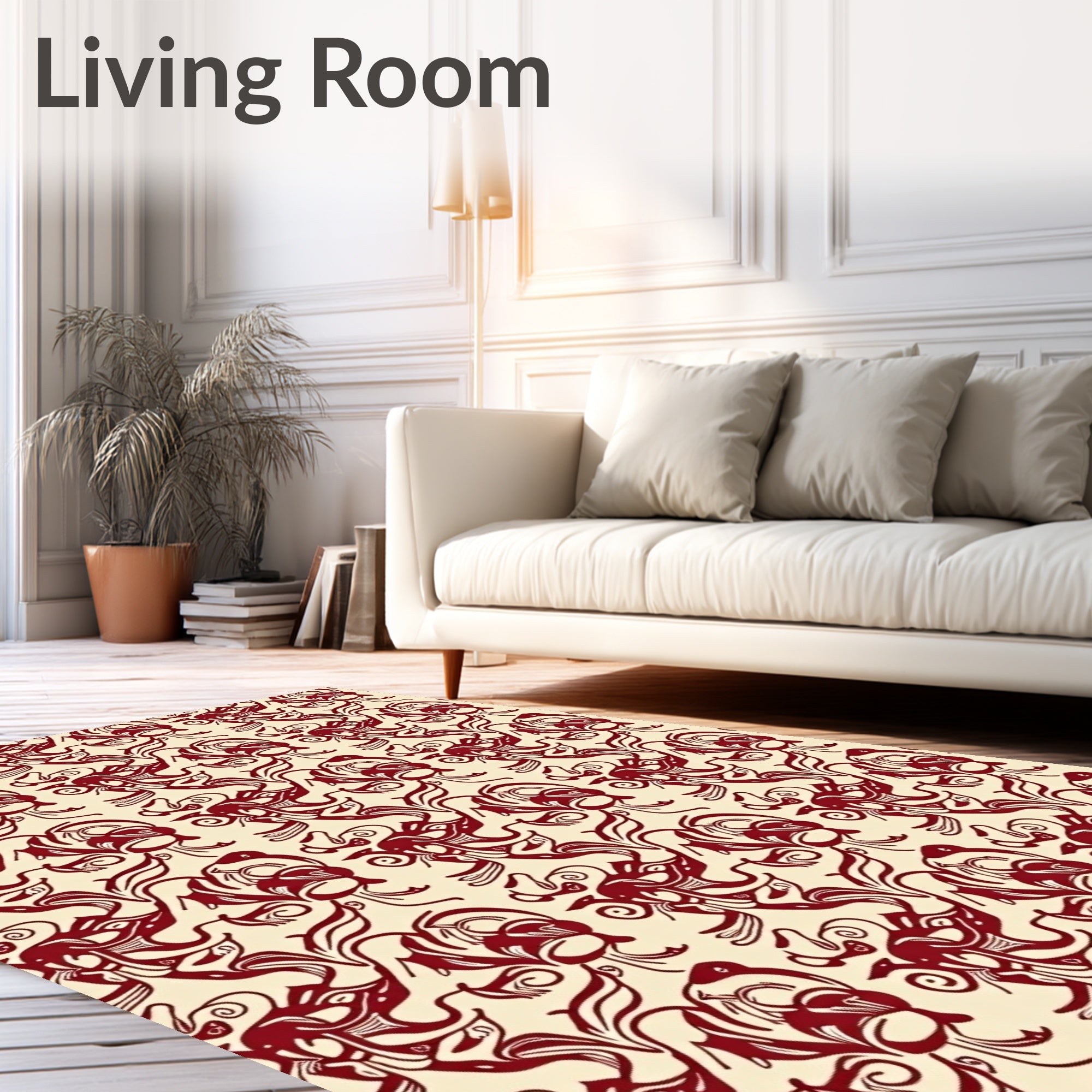 Crimson Abstract Swirl Pattern Rug