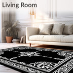 Ornate Floral Scroll Border Design Rug