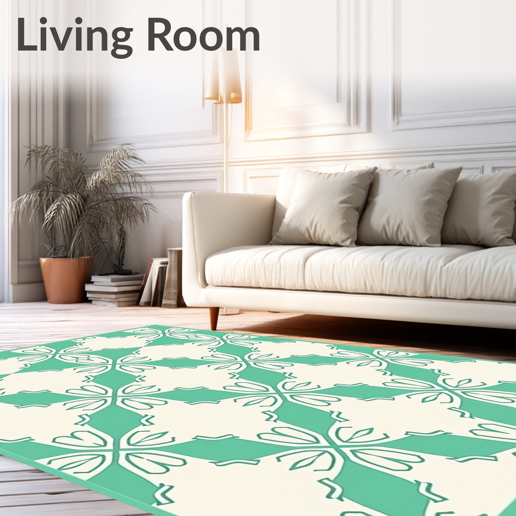 Mint Green Elegant Lattice Pattern Rug