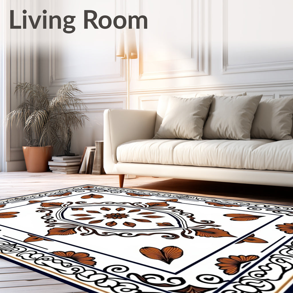 Terracotta Leaf Symmetry Design Rug