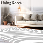 Gray Swirl Wave Curl Rug