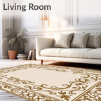 Golden Vine Ornate Border Design Rug