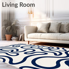 Navy Swirl Abstract Pattern Rug