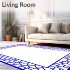 Contempary Blue Abstract Geometric Pattern Rug