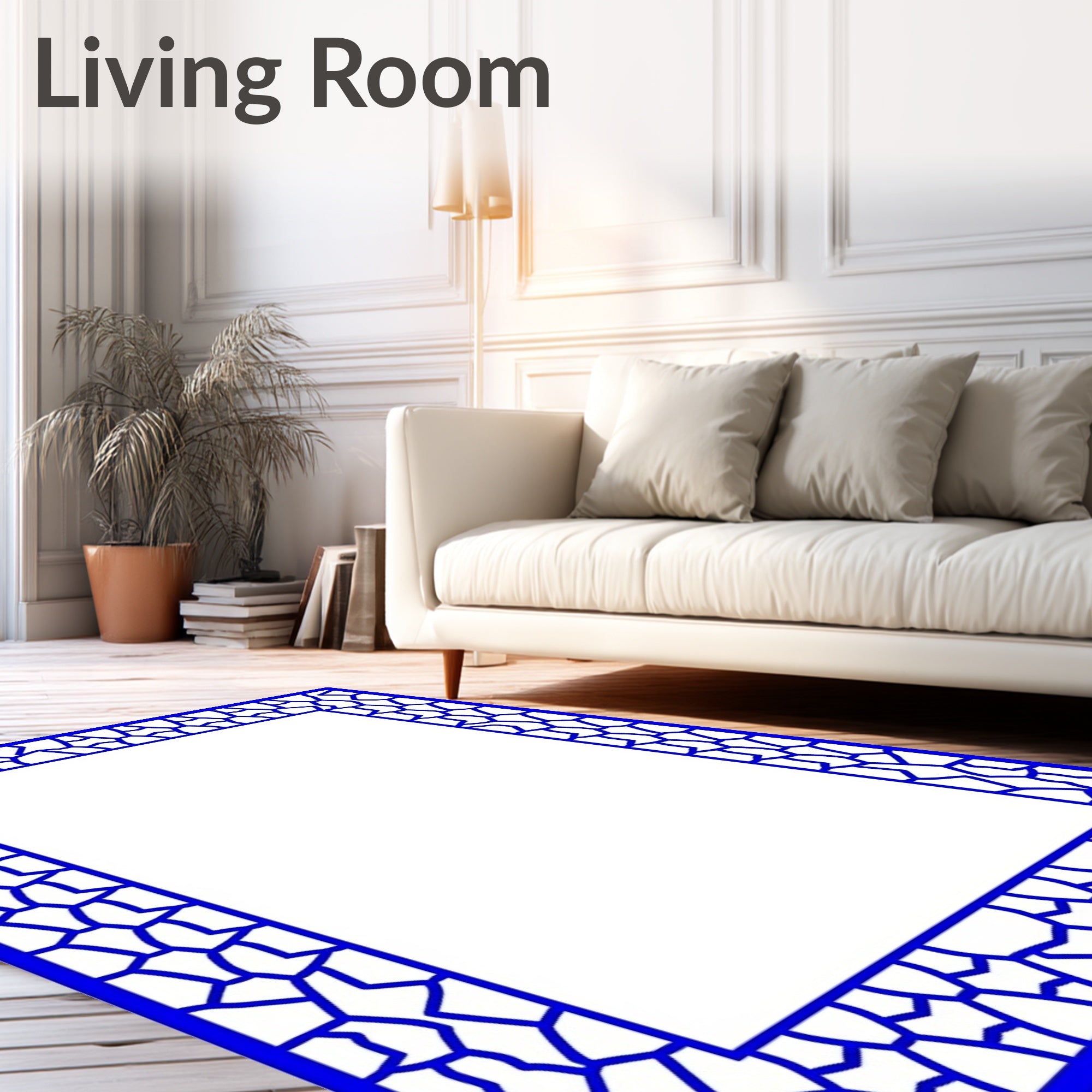 Contempary Blue Abstract Geometric Pattern Rug