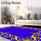 Royal Blue Golden Acanthus Border Rug