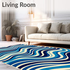 Blue Waves Pattern Rug