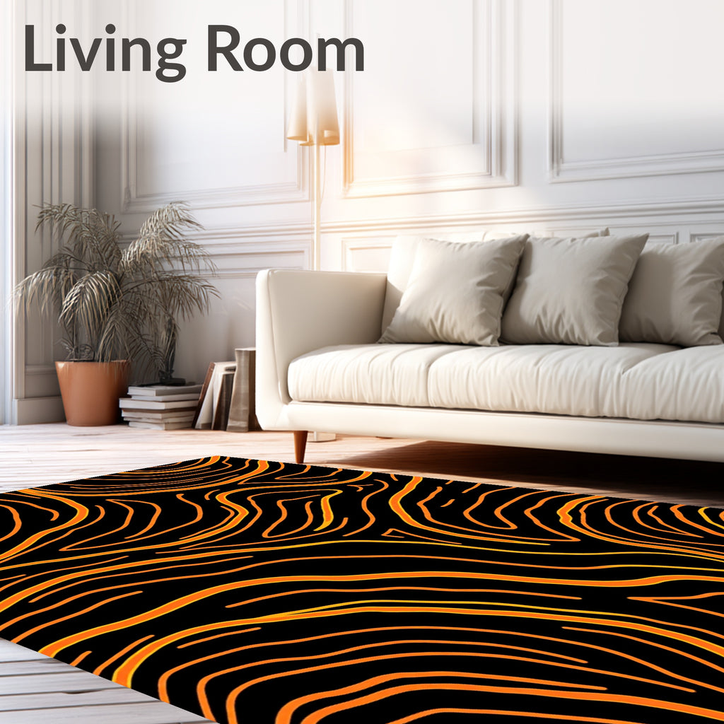Abstract Orange Wavy Lines Rug