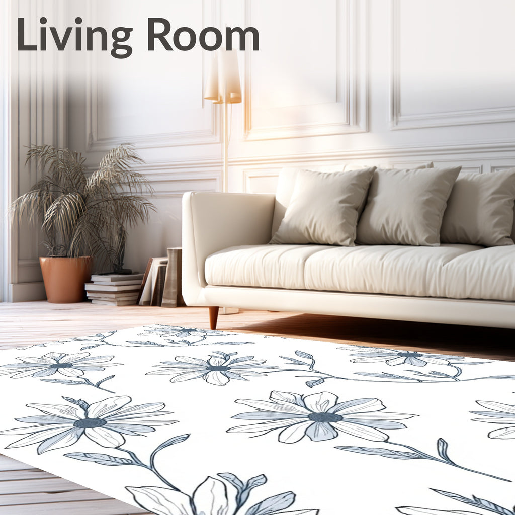 Classic Floral Outline Pattern Rug