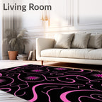 Vibrant Pink Floral Swirl Pattern Rug