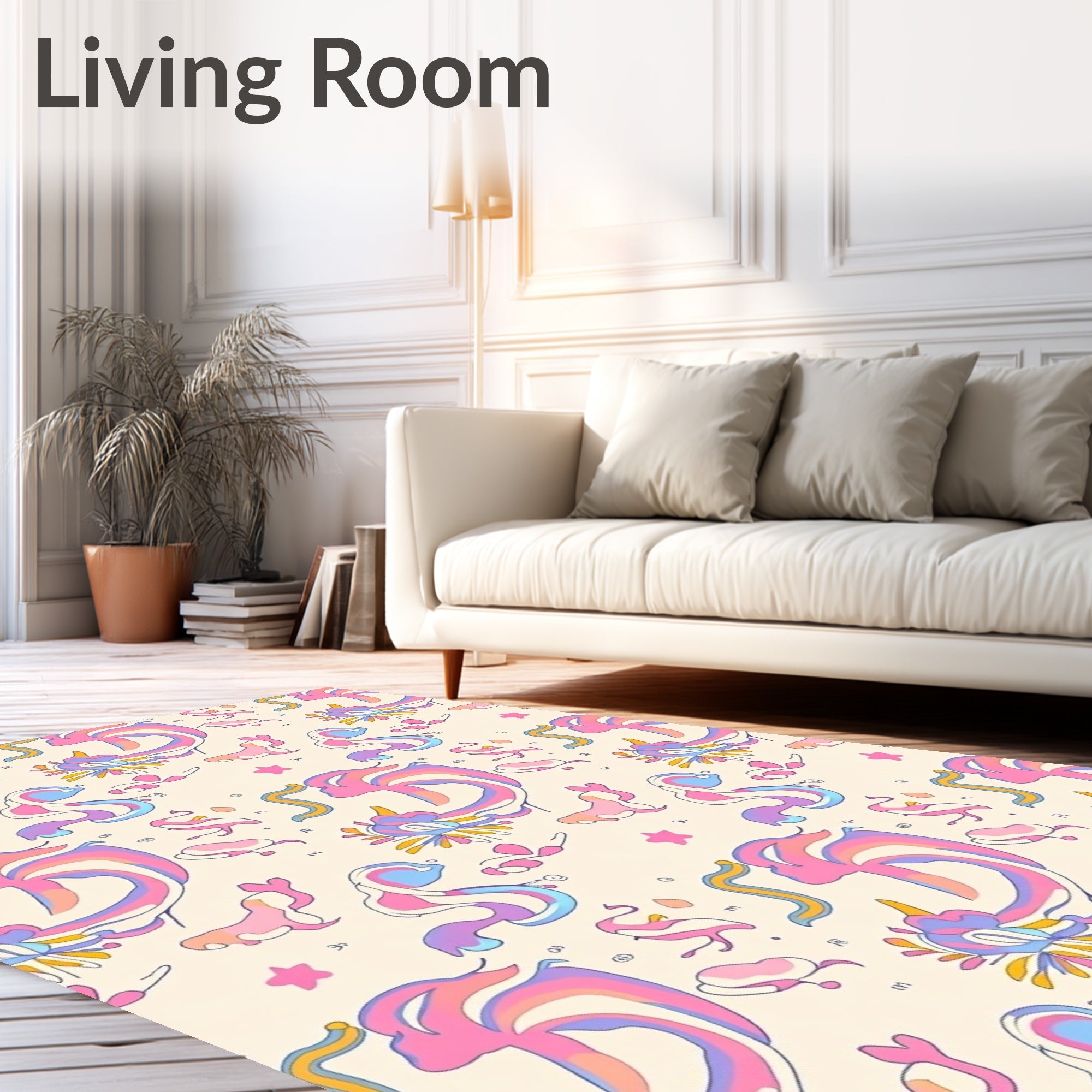 Whimsical Pastel Creatures Abstract Pattern Rug