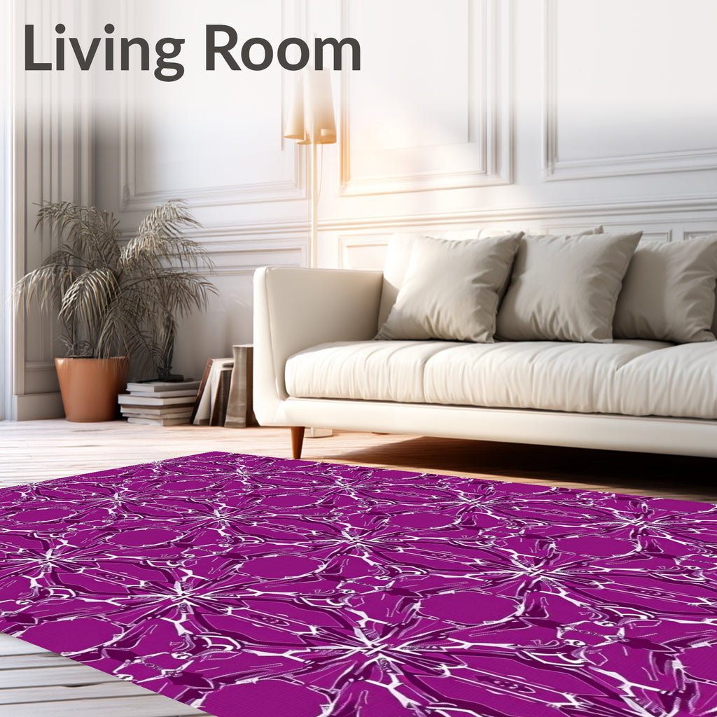 Intricate Purple White Geometric Abstract Design Rug