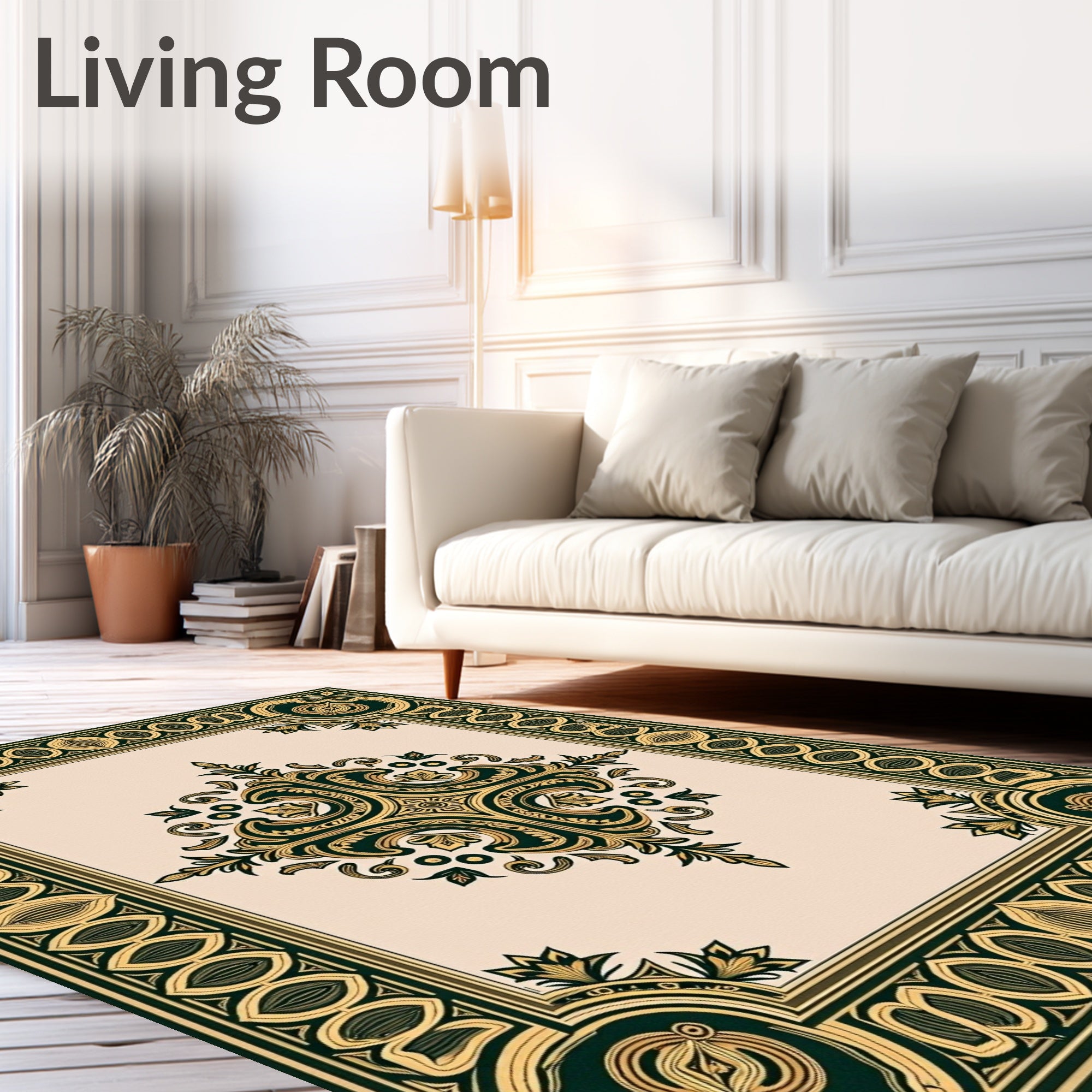 Ornate Floral Border With Central Medallion Rug