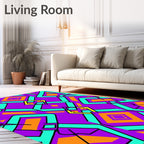 Vibrant Purple Geometric Tribal Pattern Rug