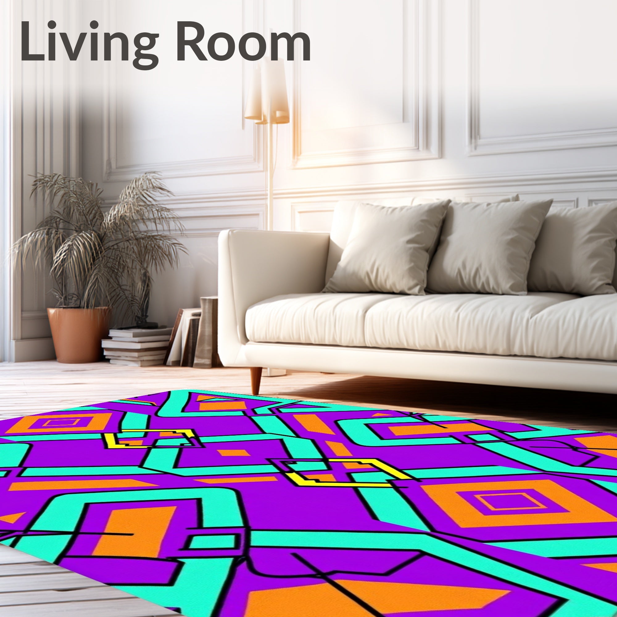 Vibrant Purple Geometric Tribal Pattern Rug