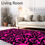 Hot Pink Animal Silhouette Pattern Rug